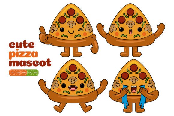Cute Pizza Mascot Vector Pack 01 for Creative Projects