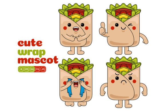 Cute Wrap Mascot Vector Pack 01