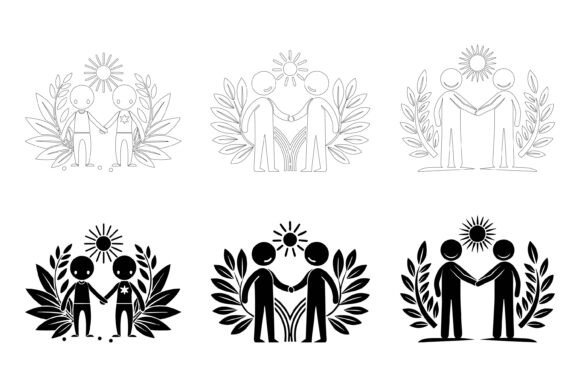 Set of Black Peace Sign and Hello Welcome Illustrations: A Strategic Resource for Visual Communication