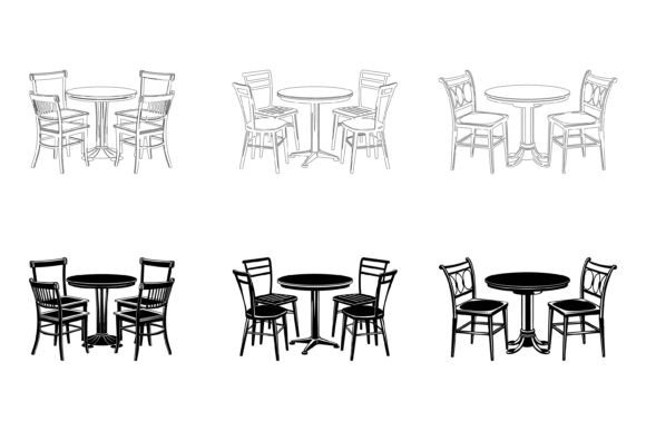 Sets of Tables and Chairs Furniture Vector Art