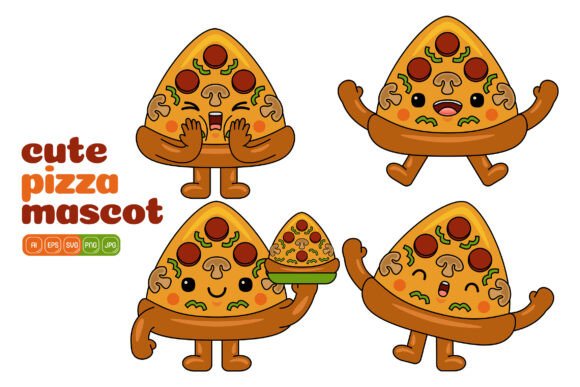 Transforming Everyday Projects with Cute Pizza Mascot Vector Pack 04